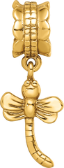 Sterling Silver Gold-Plated Dragonfly Dangle Bead with Polished Finish