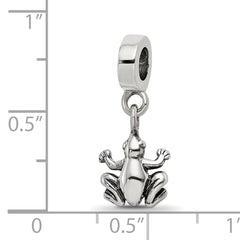 Sterling Silver 925 Frog Dangle Bead with Antiqued Finish Solid Cast Design