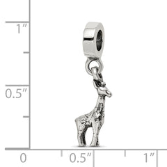 Sterling Silver 925 Giraffe Dangle Bead with Antiqued Finish