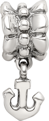 Sterling Silver 925 Anchor Dangle Bead with Antiqued Finish Solid Charm