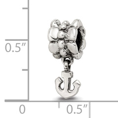 Sterling Silver 925 Anchor Dangle Bead with Antiqued Finish Solid Charm