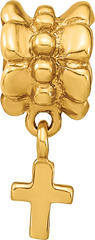 Sterling Silver Gold-Plated Cross Dangle Bead with Polished Finish