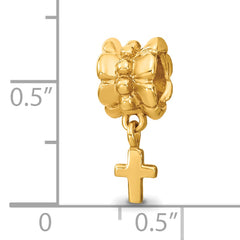 Sterling Silver Gold-Plated Cross Dangle Bead with Polished Finish
