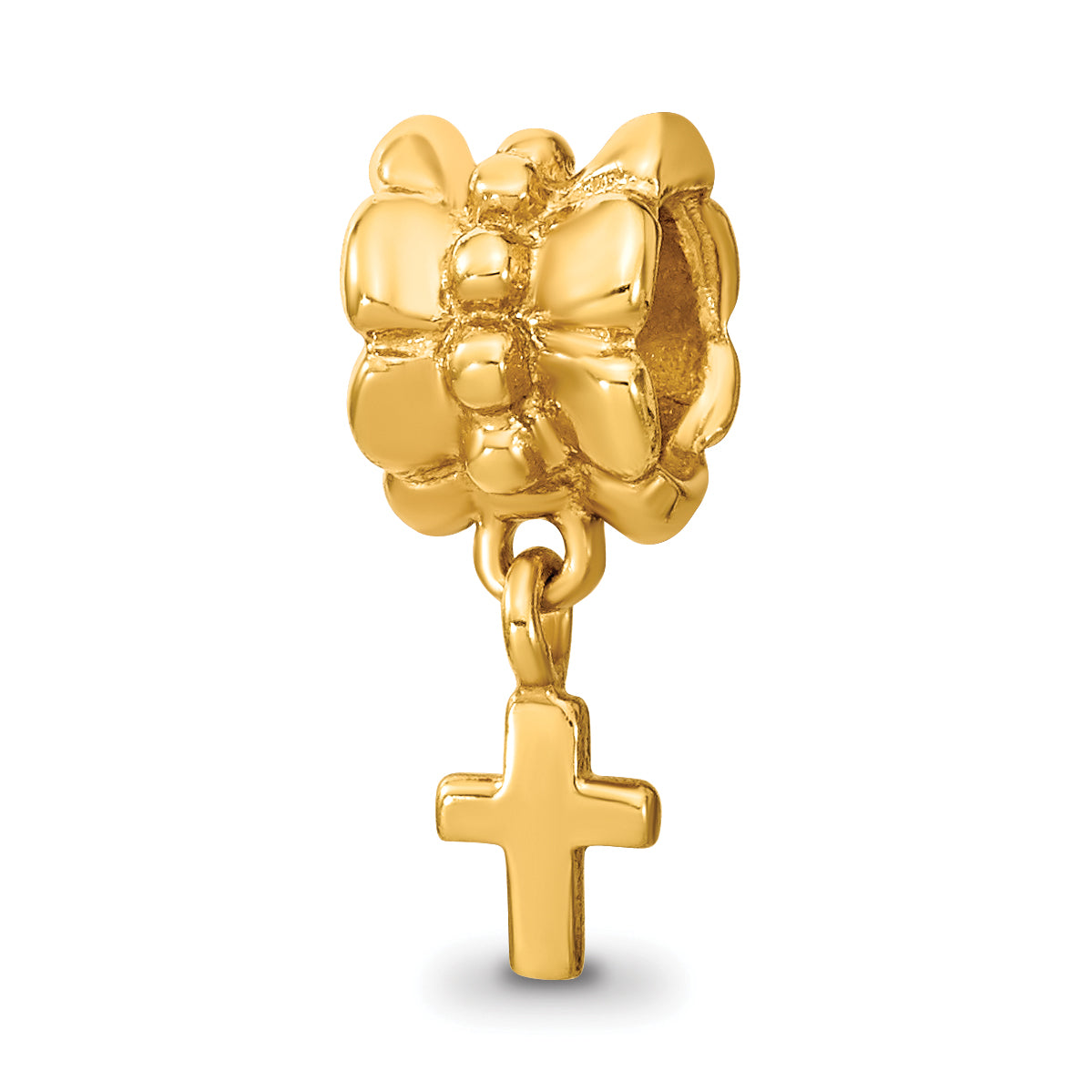Sterling Silver Gold-plated Reflections Cross Dangle Bead
