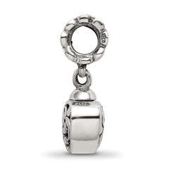 Sterling Silver 925 Heart Ash Dangle Bead with Antiqued Finish Elegant Memorial Charm