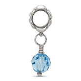 Sterling Silver 925 Antiqued Blue Crystal Dangle Bead Sophisticated Charm