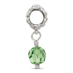 Sterling Silver 925 Green Crystal Dangle Bead with Antiqued Finish