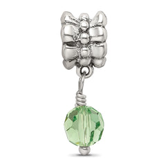 Sterling Silver 925 Green Crystal Dangle Bead with Antiqued Finish