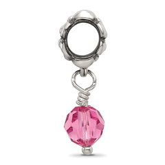 Sterling Silver 925 Antiqued Dangle Bead with Pink Preciosa Crystal Charm