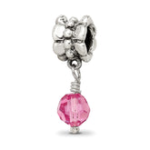 Sterling Silver Reflections Pink Preciosa Crystal Dangle Bead
