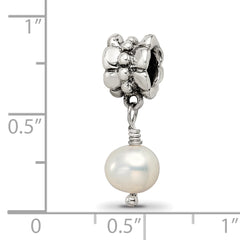 Sterling Silver 925 Dangle Bead with Freshwater Pearl Antique Finish