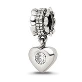 Sterling Silver Reflections CZ Heart Dangle Bead