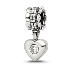 Sterling Silver Reflections CZ Heart Dangle Bead