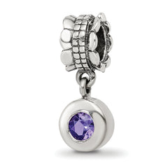 Sterling Silver Reflections Purple CZ Round Dangle Bead