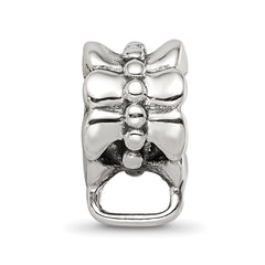 Sterling Silver 925 Antiqued Bead with Loop Rhodium-Plated Solid Charm