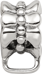 Sterling Silver 925 Antiqued Bead with Loop Rhodium-Plated Solid Charm