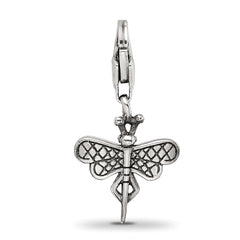 Sterling Silver 925 Antiqued Dragonfly Dangle Bead by Sophia Jewelers