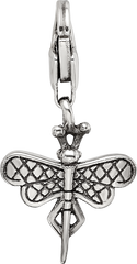 Sterling Silver 925 Antiqued Dragonfly Dangle Bead by Sophia Jewelers