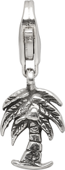 Sterling Silver 925 Palm Tree Dangle Bead with Antiqued Finish