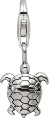 Sterling Silver 925 Turtle Dangle Bead with Antiqued Finish
