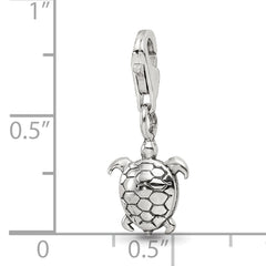 Sterling Silver 925 Turtle Dangle Bead with Antiqued Finish