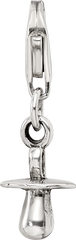 Sterling Silver 925 Dangle Baby Pacifier Bead with Antiqued Finish