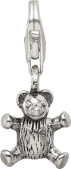 Sterling Silver 925 Teddy Bear Dangle Bead with Antiqued Finish