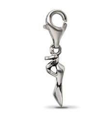 Sterling Silver 925 Ballet Slipper Dangle Bead with Antiqued Finish