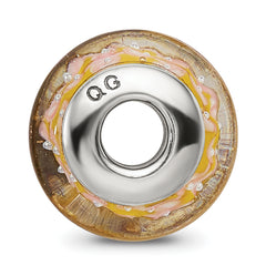 Sterling Silver 925 Hand-Blown Yellow Glass Bead with Antiqued Finish