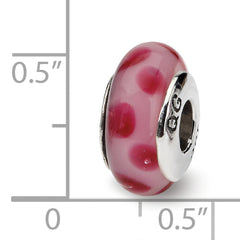 Sophia Jewelers Sterling Silver Pink Hand-Blown Glass Bead Antiqued Finish Elegant Design