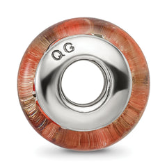 Sterling Silver 925 Hand-Blown Orange Glass Bead with Antiqued Finish