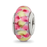 Sterling Silver Reflections Pink/Yellow Hand-blown Glass Bead