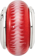 Sterling Silver 925 Antiqued Red Hand-Blown Glass Bead Elegant Craftsmanship