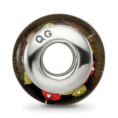 Sterling Silver Hand-Blown Red/Black Glass Bead with Antique Finish