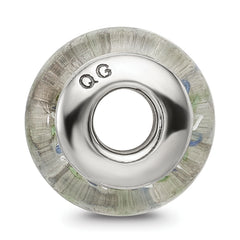 Sterling Silver 925 Hand-blown Glass Bead with Antiqued Finish Elegant Blue/Green Design