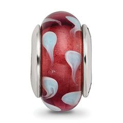 Sterling Silver 925 Antiqued Glass Bead with Hand-Blown Blue Design