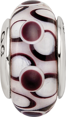 Sterling Silver 925 Antiqued Glass Bead with Hand-Blown Black Design