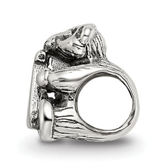 Sterling Silver Kids Letter A Bead with Polished Antiqued Finish