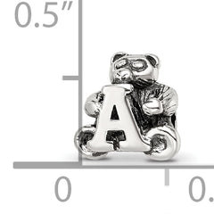 Sterling Silver Kids Letter A Bead with Polished Antiqued Finish