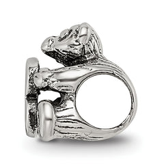 Sterling Silver 925 Kids Letter B Bead with Antiqued Polished Finish