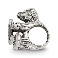 Sterling Silver 925 Antiqued Kids Letter C Bead Polished Solid Design