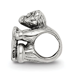 Sterling Silver 925 Kids Letter E Bead with Polished Antique Finish