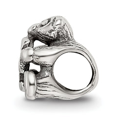 Sterling Silver 925 Kids Letter F Bead with Polished Antique Finish