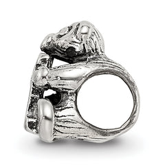 Sterling Silver 925 Kids Letter H Bead with Antique Polished Finish Solid Design