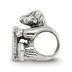 Sterling Silver 925 Kids Letter M Bead with Antiqued Finish Sophisticated Charm