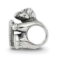 Sterling Silver 925 Antiqued Kids Letter N Bead Solid Finish