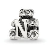 Sterling Silver Reflections Kids Letter N Bead