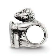 Sterling Silver 925 Kids Letter O Bead with Polished Antique Finish