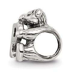 Sterling Silver 925 Antiqued Kids Letter P Bead with Polished Finish