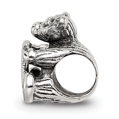 Sterling Silver 925 Antiqued Kids Bead with Polished Finish Letter T